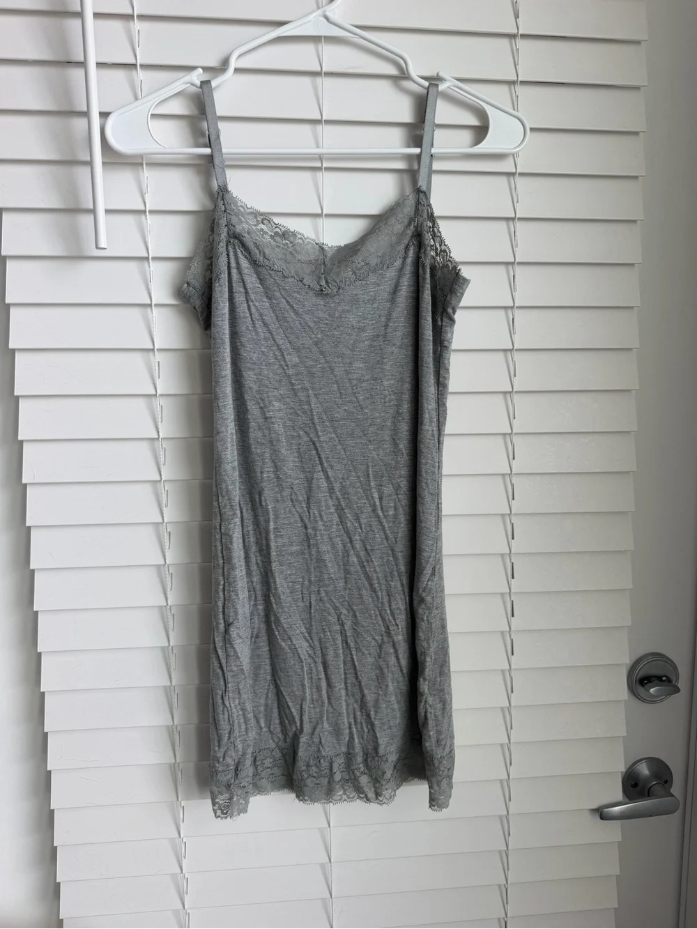 Soft Gray Lace-Trim Camisole Top